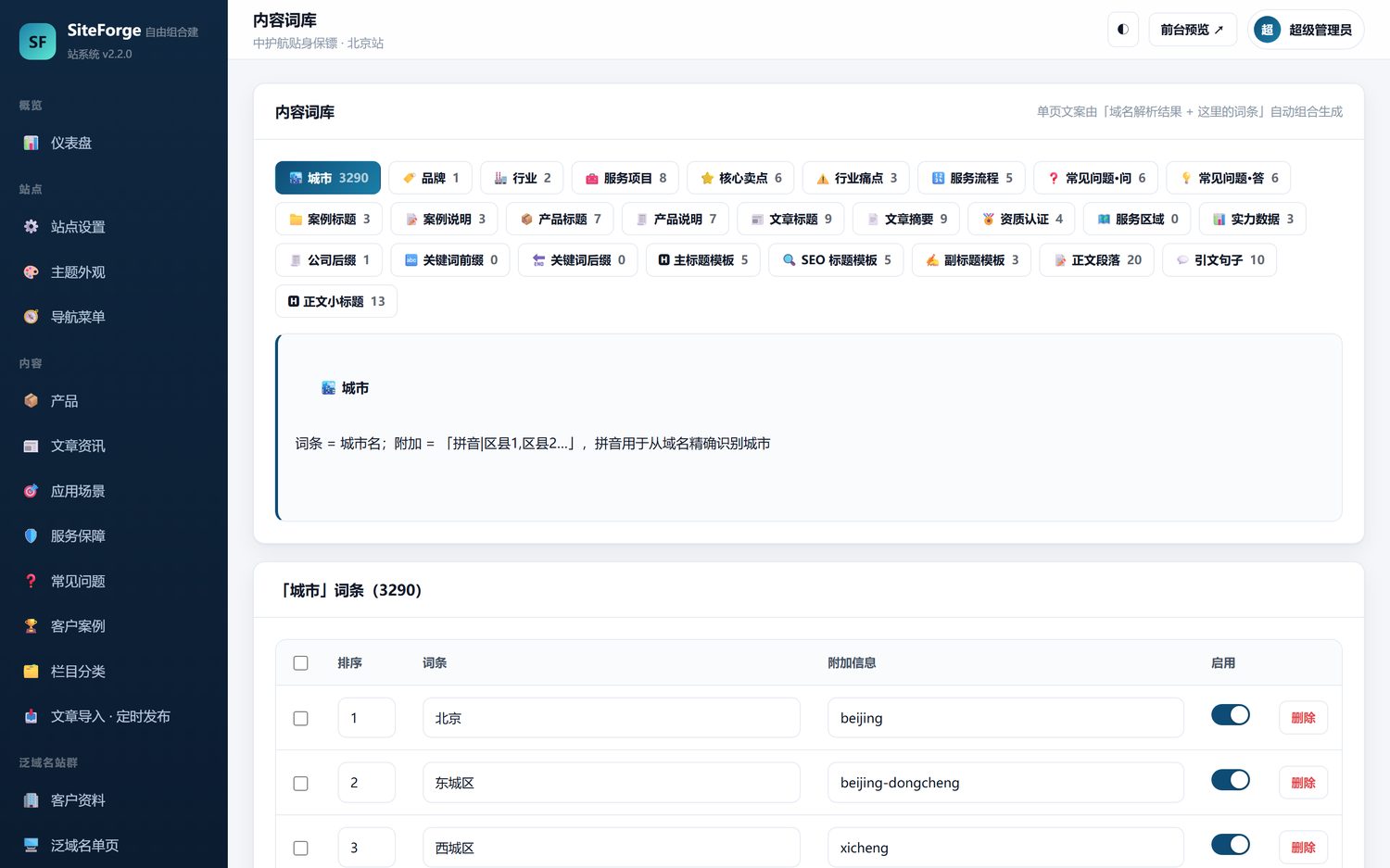 行业词库管理
